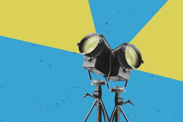 Retro,Big,Stage,Lights,-,Film,Camera.,Vintage,Cinema,Poster.