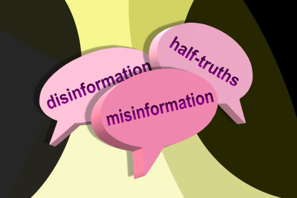 Three,Speech,Bubbles.,Disinformation,,Half-truths,And,Misinformation,In,Dialog,Balloons.