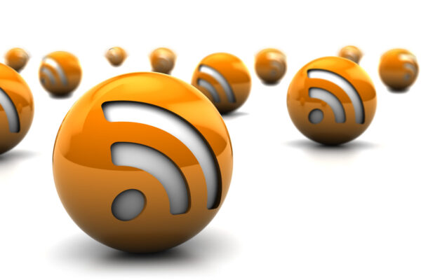 Abstract,3d,Illustration,Of,Rss,Symbol,Balls,Over,White,Background
