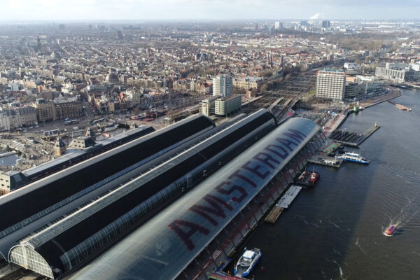 Aerial,Photo,Amsterdam,Centraal,The,Largest,Railway,Station,Of,Amsterdam