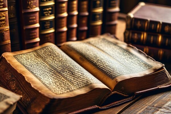 Ancient,Jewish,Books,With,One,Open,Book